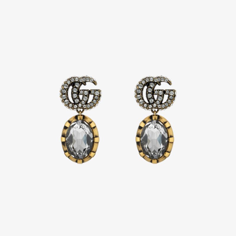 Gucci Double G Earrings With Crystals