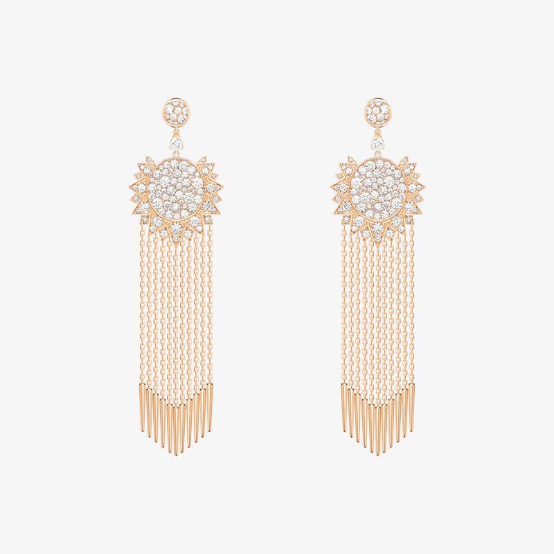 Piaget Sunlight Chain Earrings In 18k Rose Gold