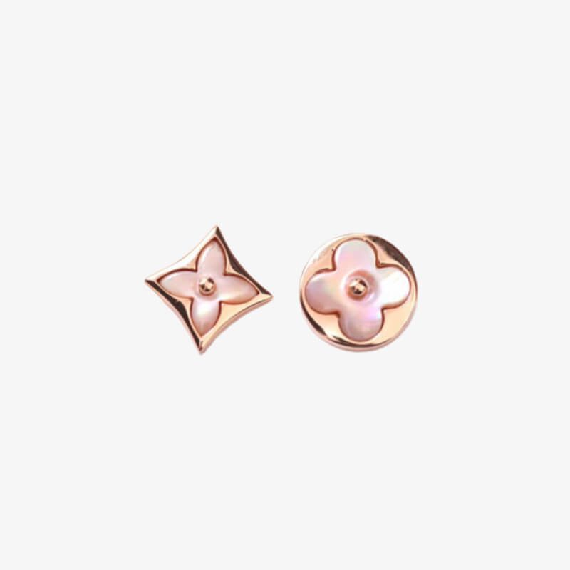Color Blossom Sun Ear/star Ear Stud, Pink Gold And White Mother-of-pearl