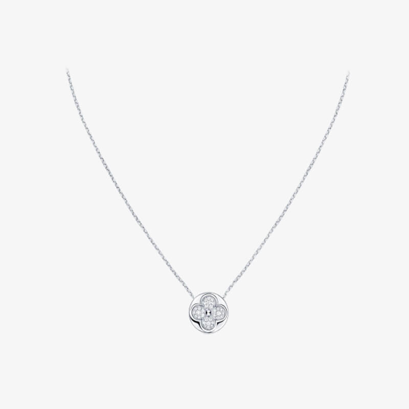 Diamond Blossom Sun Pendant, White Gold And Diamonds