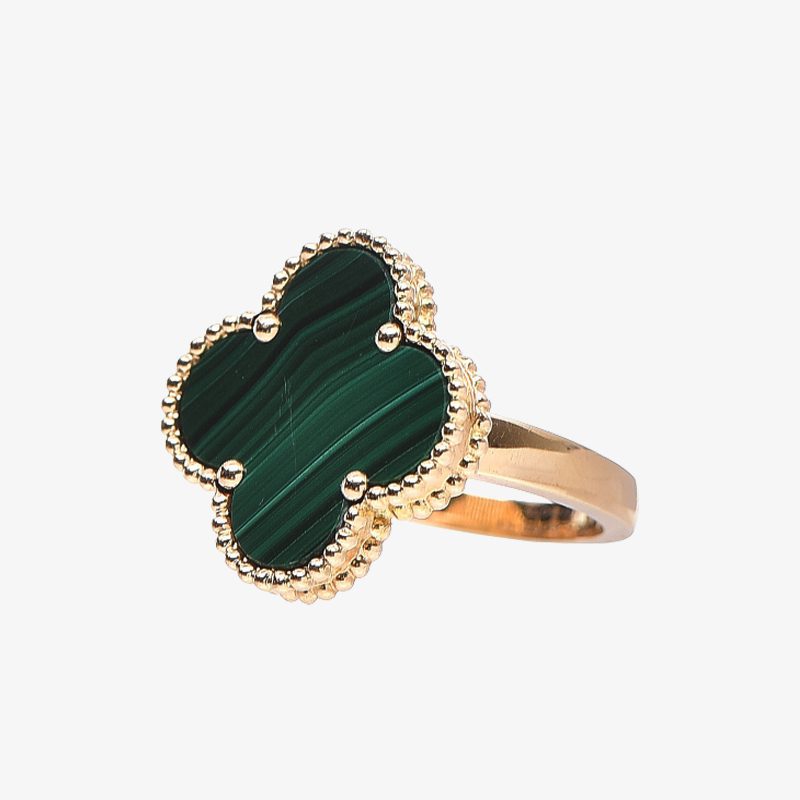 Van Cleef & Arpels 18k Yellow Gold Malachite Magic Alhambra Ring