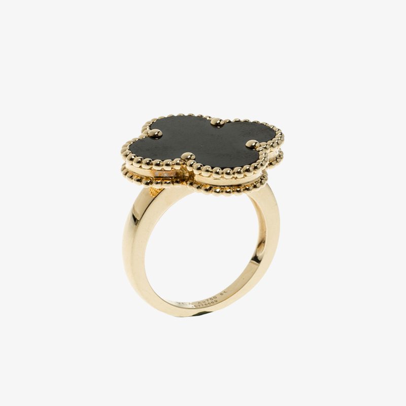 Van Cleef & Arpels Magic Alhambra Grey Mother of Pearl 18k Yellow Gold Ring