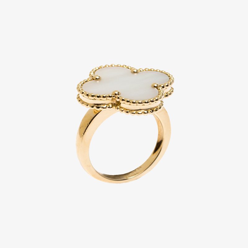 Van Cleef & Arpels Magic Alhambra White Mother of Pearl 18k Yellow Gold Ring