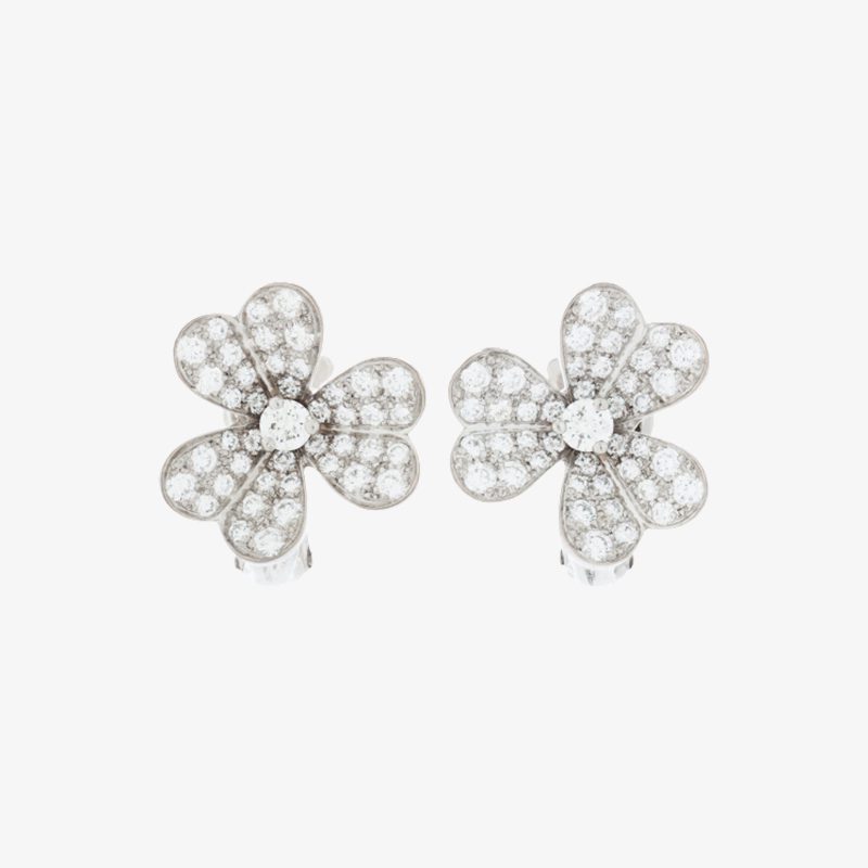 Van Cleef & Arpels Frivole White Gold And Diamond Earrings Small Model