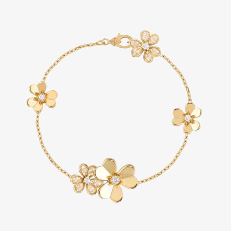 Van Cleef & Arpels Frivole 5 Motifs Bracelet 18k Yellow Gold With Diamonds
