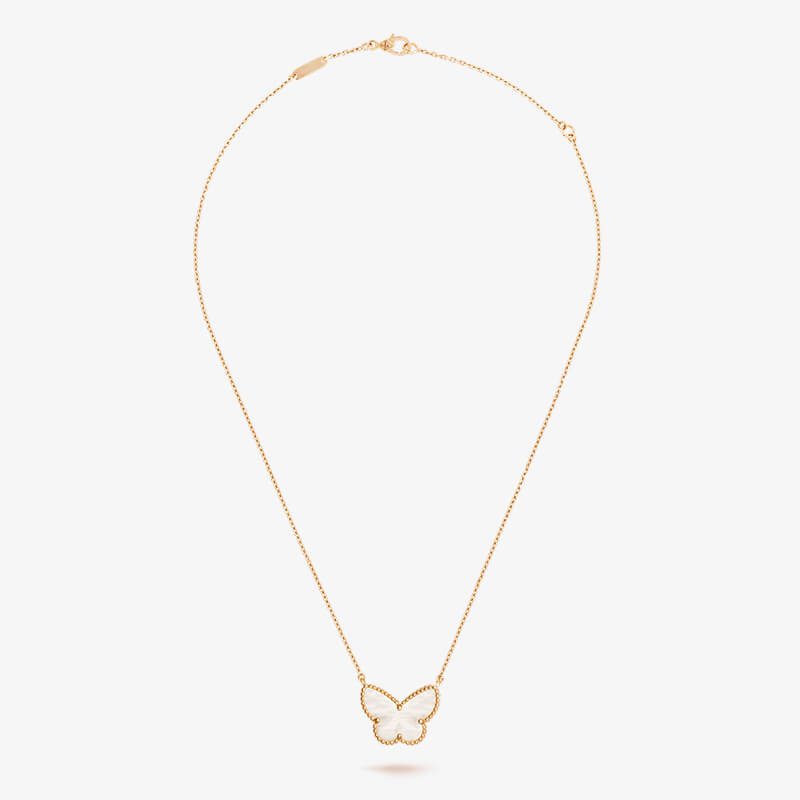 Van Cleef Arpels Lucky Alhambra Butterfly Pendant Yellow Gold With White Mother Of Pearl - image 1