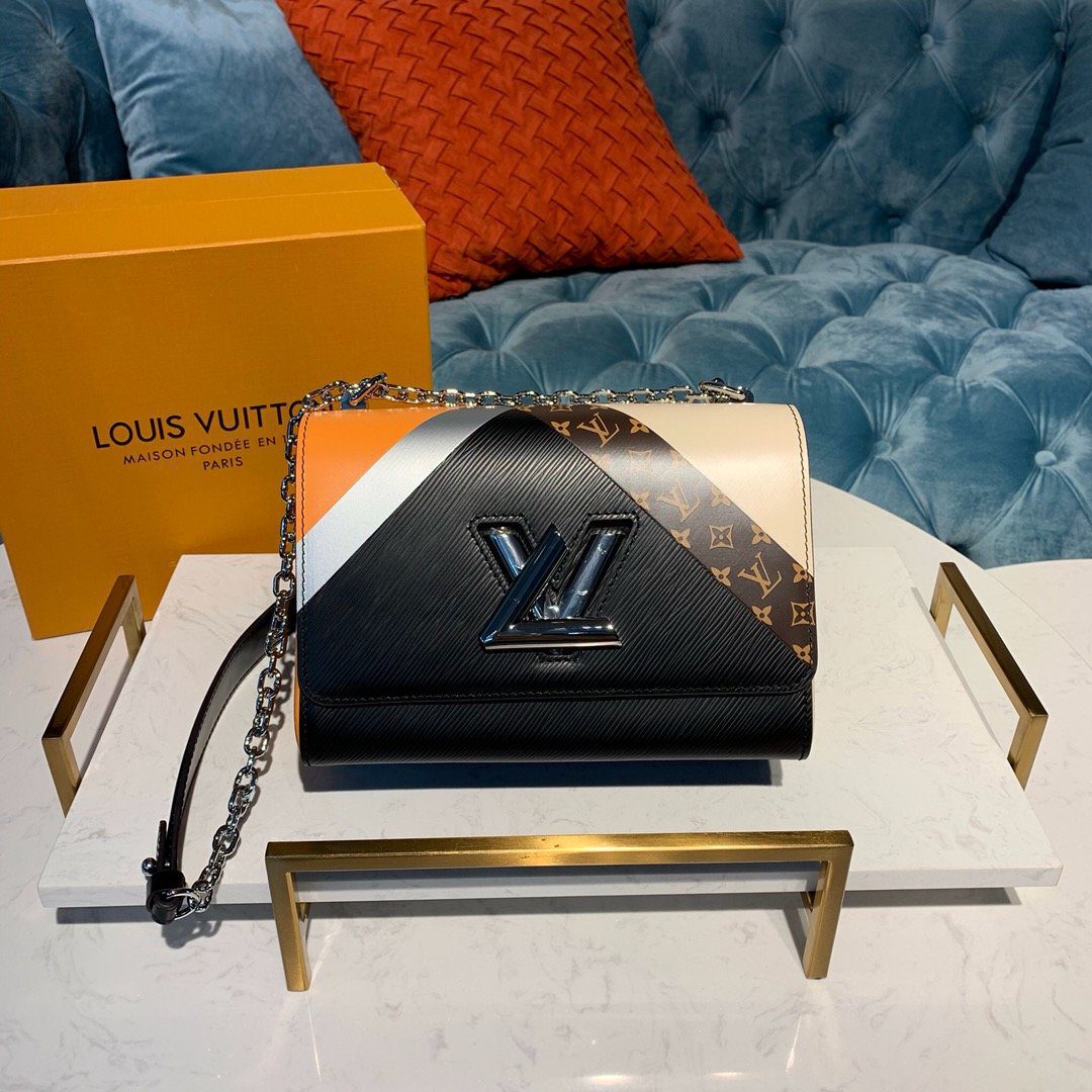 AAA Louis Vuitton M67799 Twist Compact Wallet with a stripe in Iconic Monogram Pattern Black