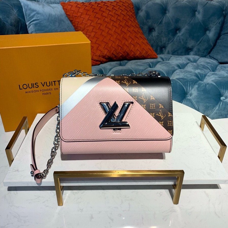 AAA Louis Vuitton M67799 Twist Compact Wallet with a stripe in Iconic Monogram Pattern Pink