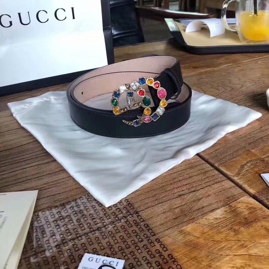 Cheap Replica Gucci Women Leather Belt Width 3cm and 2m With Gold Buckle 074