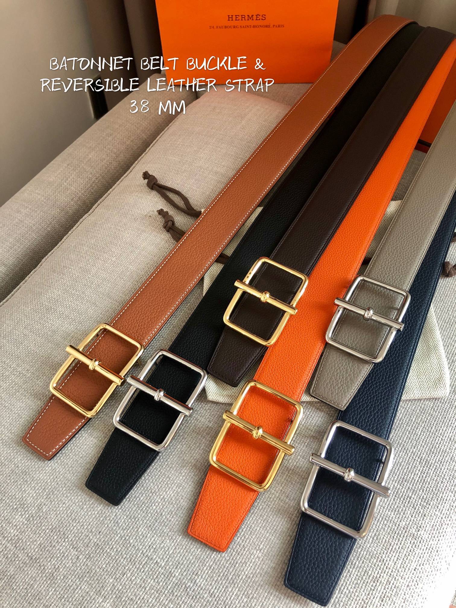 Cheap Replica Hermes Reversible Leather Men Belt Width 3.8cm 060 - image 1