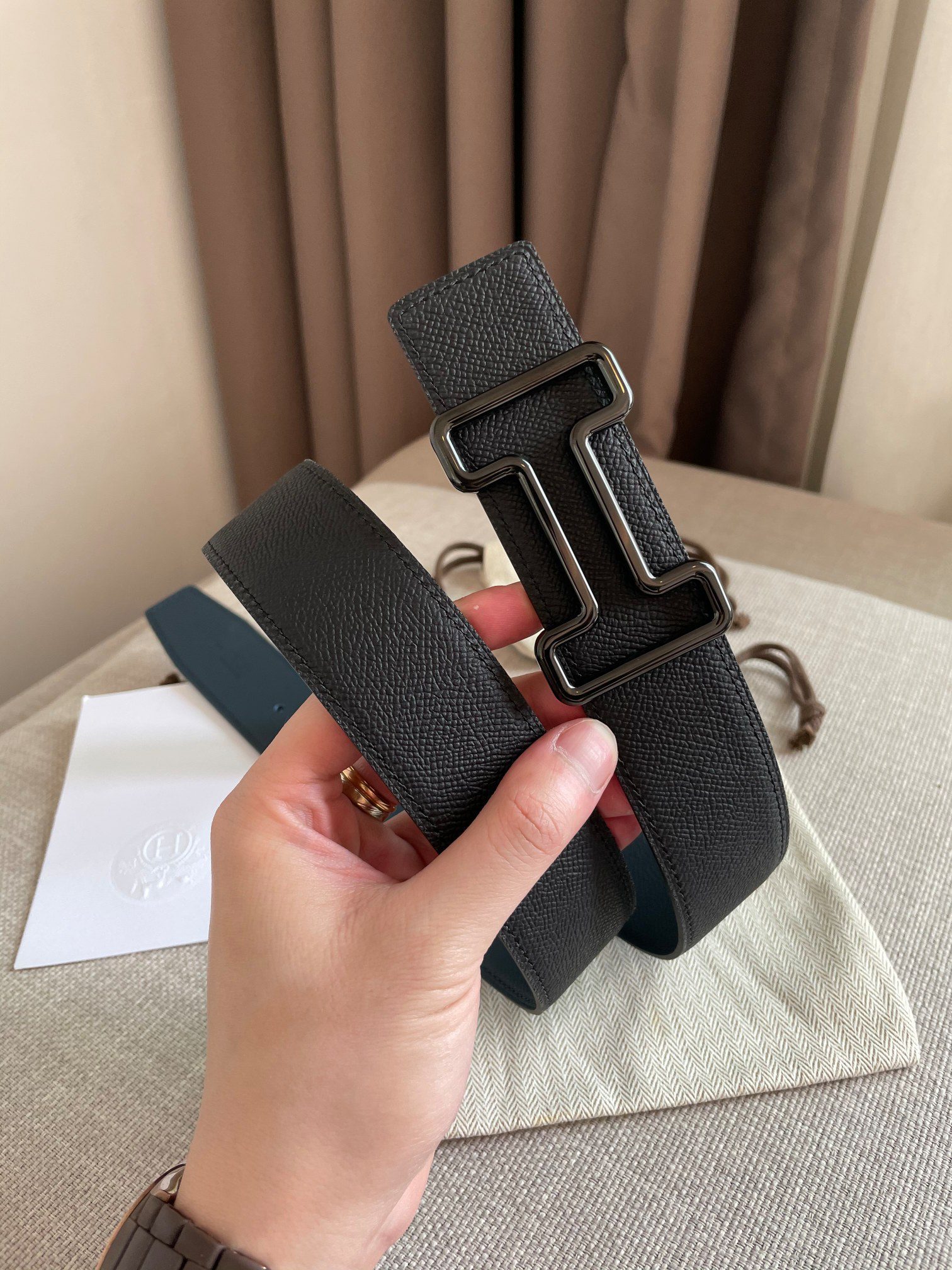 Cheap Replica Hermes Reversible Leather Men Belt Width 3.8cm 071 - image 1