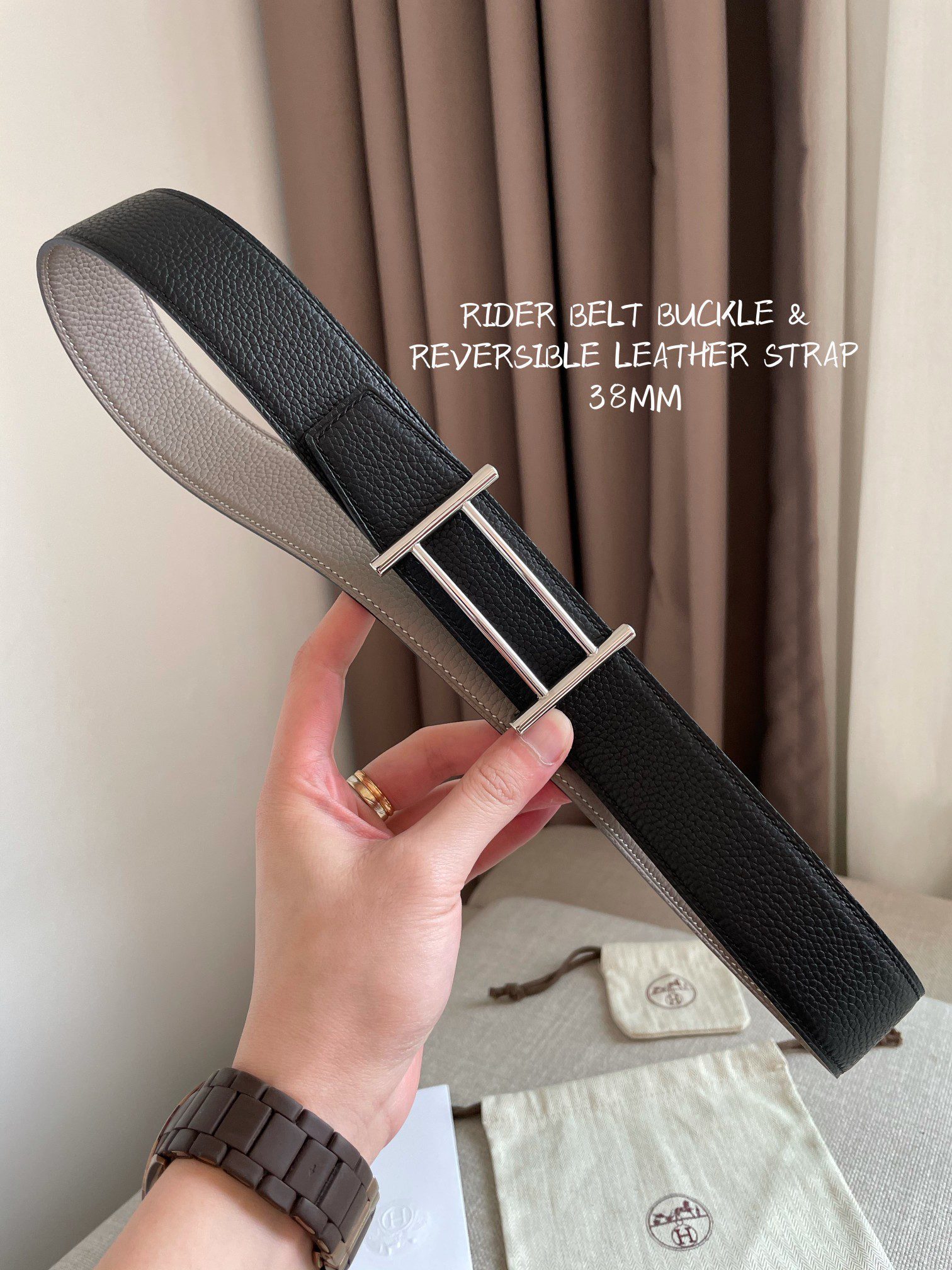 Cheap Replica Hermes Reversible Leather Men Belt Width 3.8cm 079 - image 1