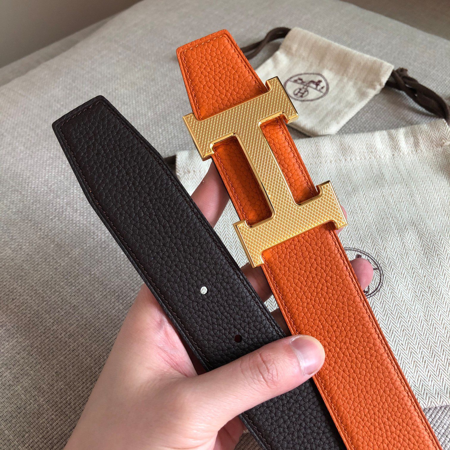 Cheap Replica Hermes Reversible Leather Men Belt Width 3.8cm 085 - image 1