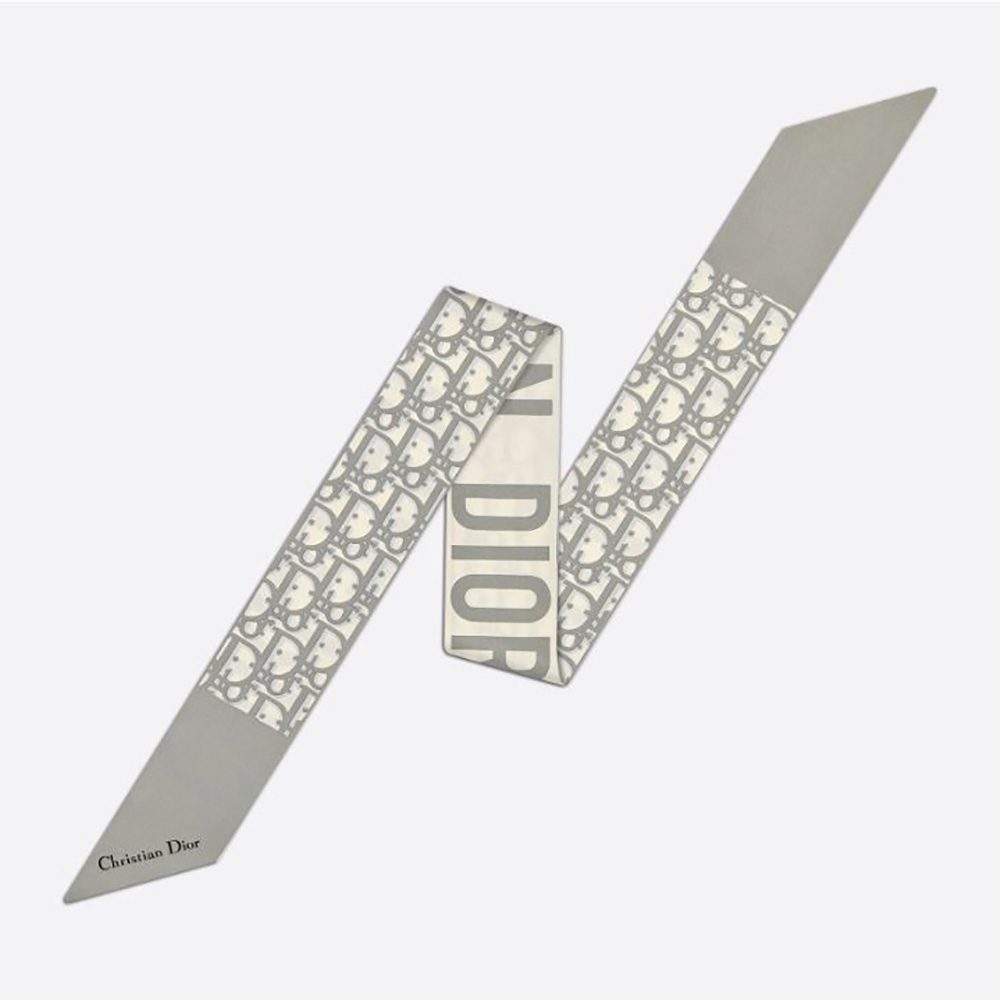 Dior Women Oblique Mitzah Scarf Gray Silk Twill - image 1