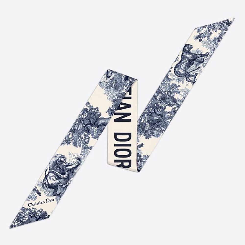 Dior Women Toile DE Jouy Mitzah Scarf Silk Twill-Blue - image 1