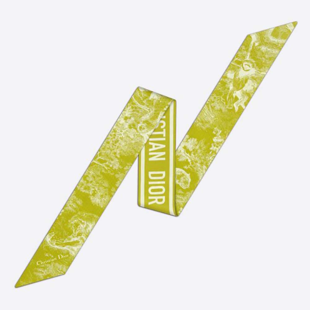 Dior Women Toile DE Jouy Reverse Mitzah Scarf Silk Twill-Lime