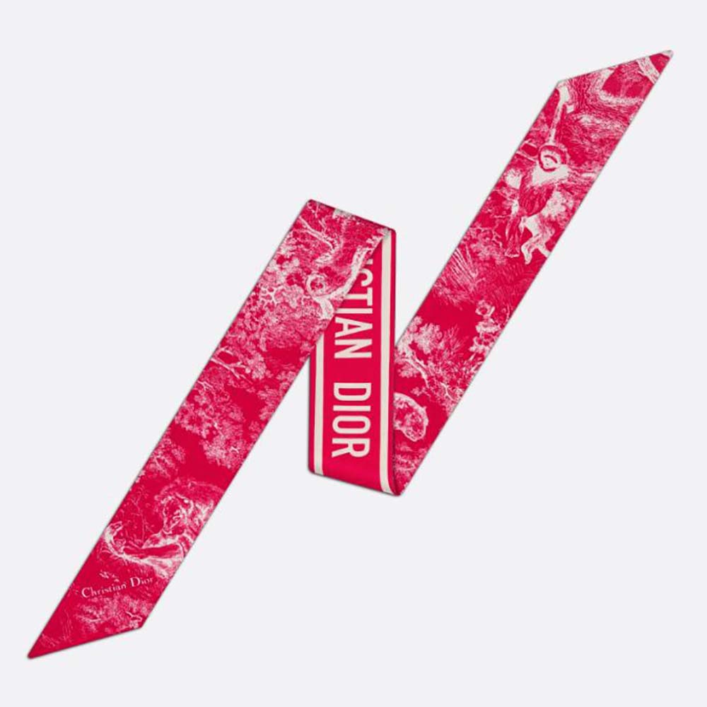Dior Women Toile DE Jouy Reverse Mitzah Scarf Silk Twill-Red