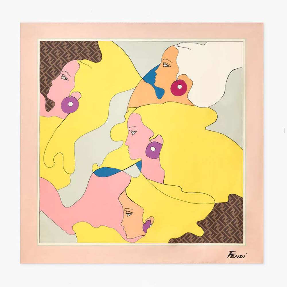 Fendi Women Show Foulard Multicolor Silk Foulard-Yellow - image 1