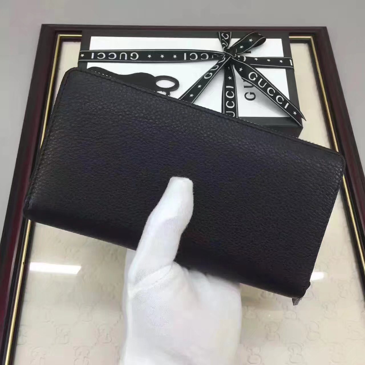 Gucci 443123 GG Marmont Zip Around Wallet Black