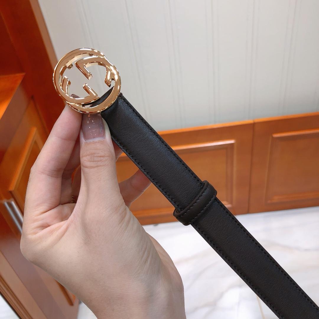 Gucci 370717 Women Leather Belt White With Gold Buckle 040