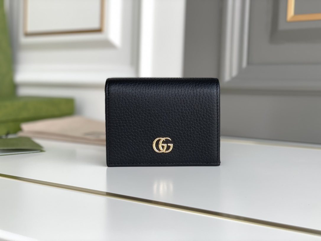 Gucci 456126 Women GG Marmont Card Case Wallet Black - image 1