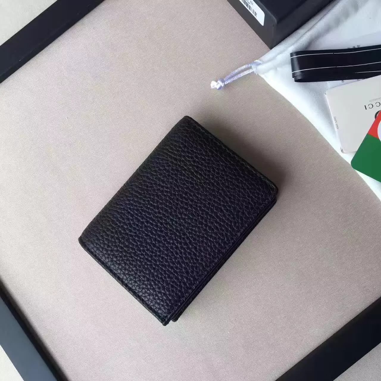 Gucci 456126 Women Leather Mini Card Case Black