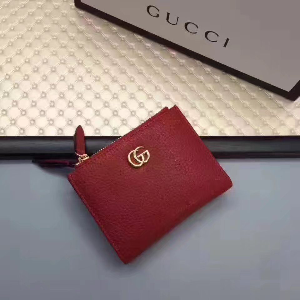 Gucci 474747 GG Leather Women Zipper Wallet Red