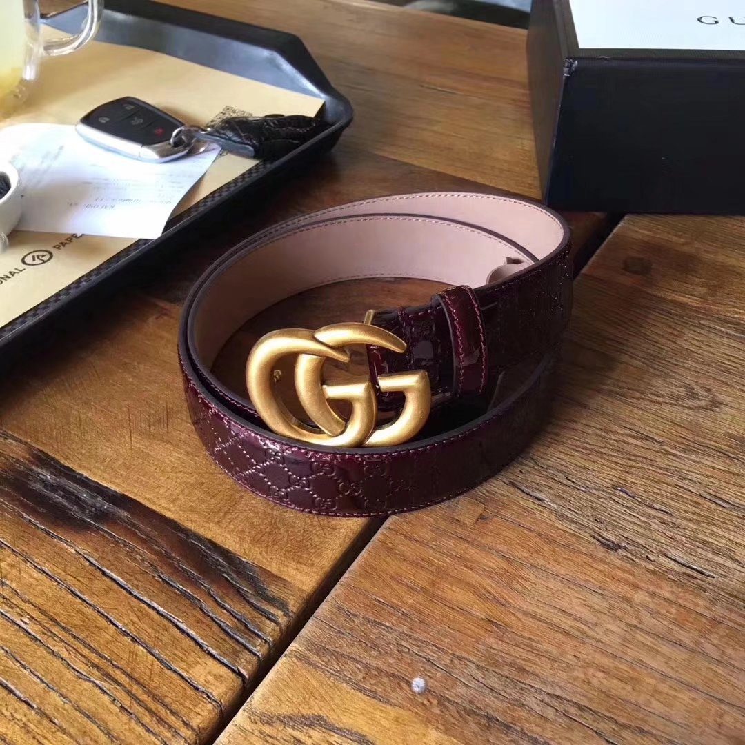 Gucci Women Belt 027 With Gold Buckle