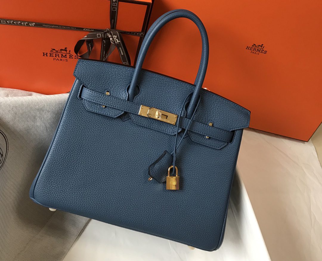 Hermes Birkin 30CM 35CM Togo Agate Blue With Gold - image 1