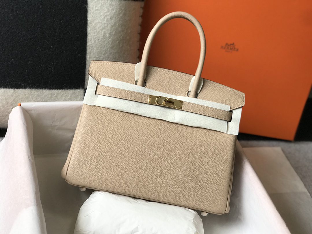Hermes Birkin 30CM 35CM Togo Leather Windbreaker Grey With Gold - image 1