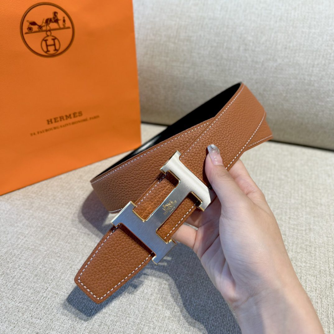 Hermes Mens Leather Belts Width 38mm 163