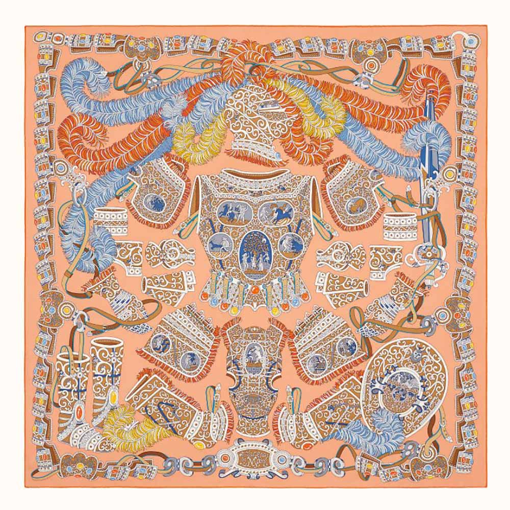 Hermes Women Sous L Egide De Mars Wash Scarf 90-Orange - image 1