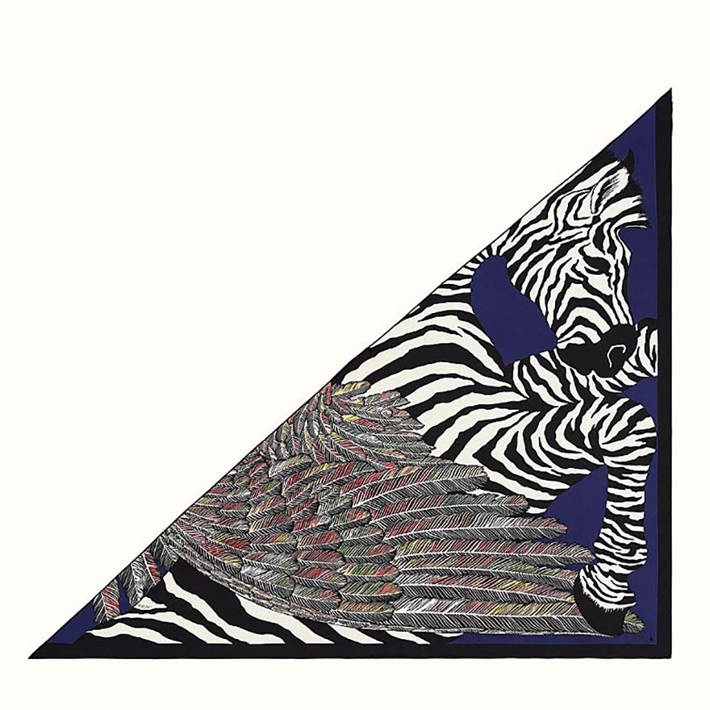 Hermes Women Zebra Pegasus Giant Triangle-Blue - image 1