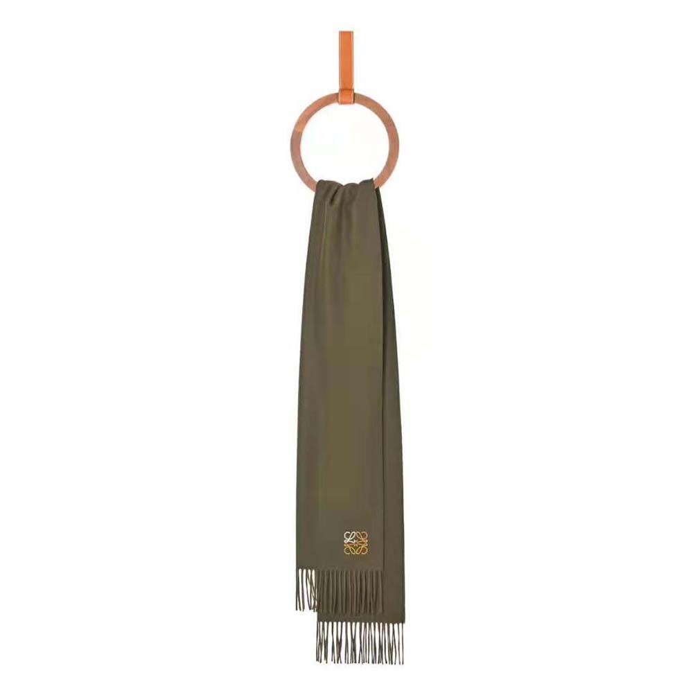 Loewe Women Anagram Scarf in Cashmere-Dark Green - image 1