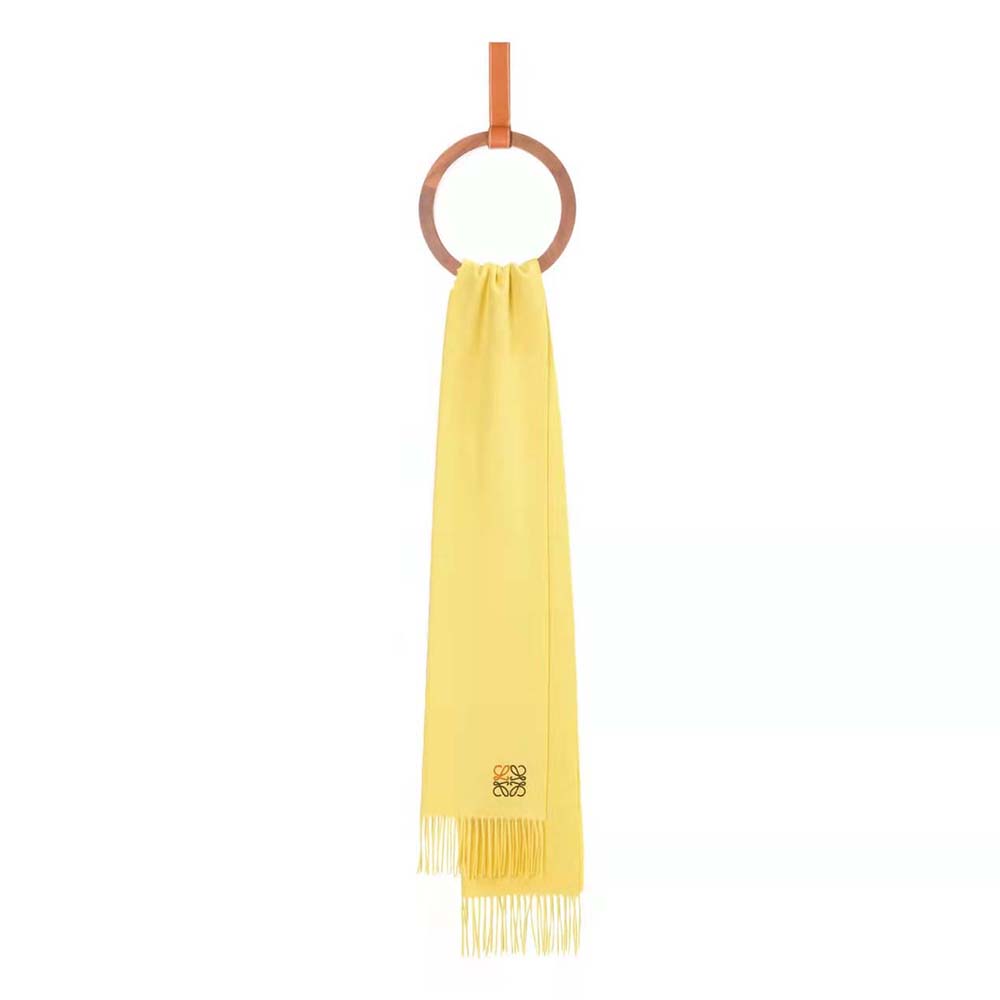 Loewe Women Anagram Scarf in Cashmere-Yellow