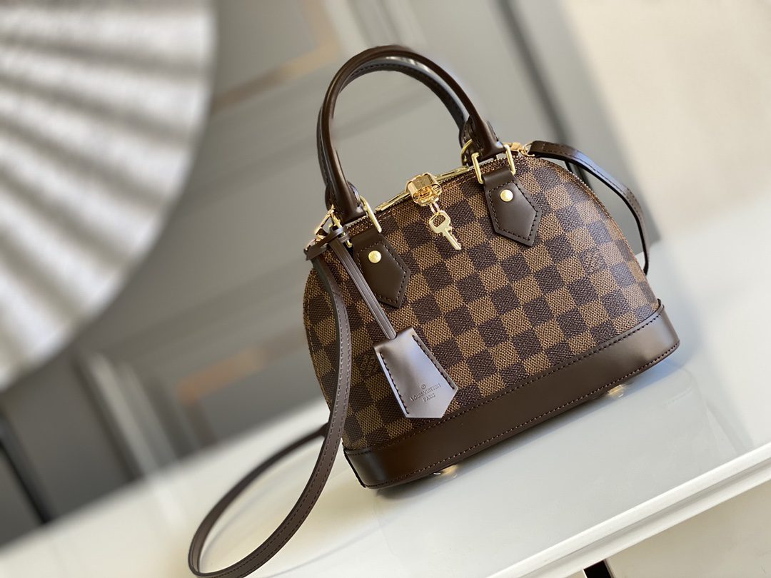 Louis Vuitton Alma BB Handbag Damier Ebene Coated Canvas N41221