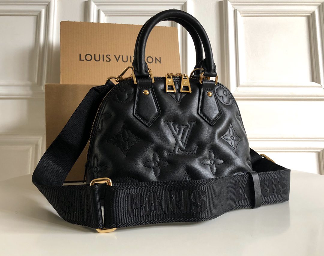 Louis Vuitton Alma BB Handbag Quilted and Embroidered Smooth Calf Leather Black M59793