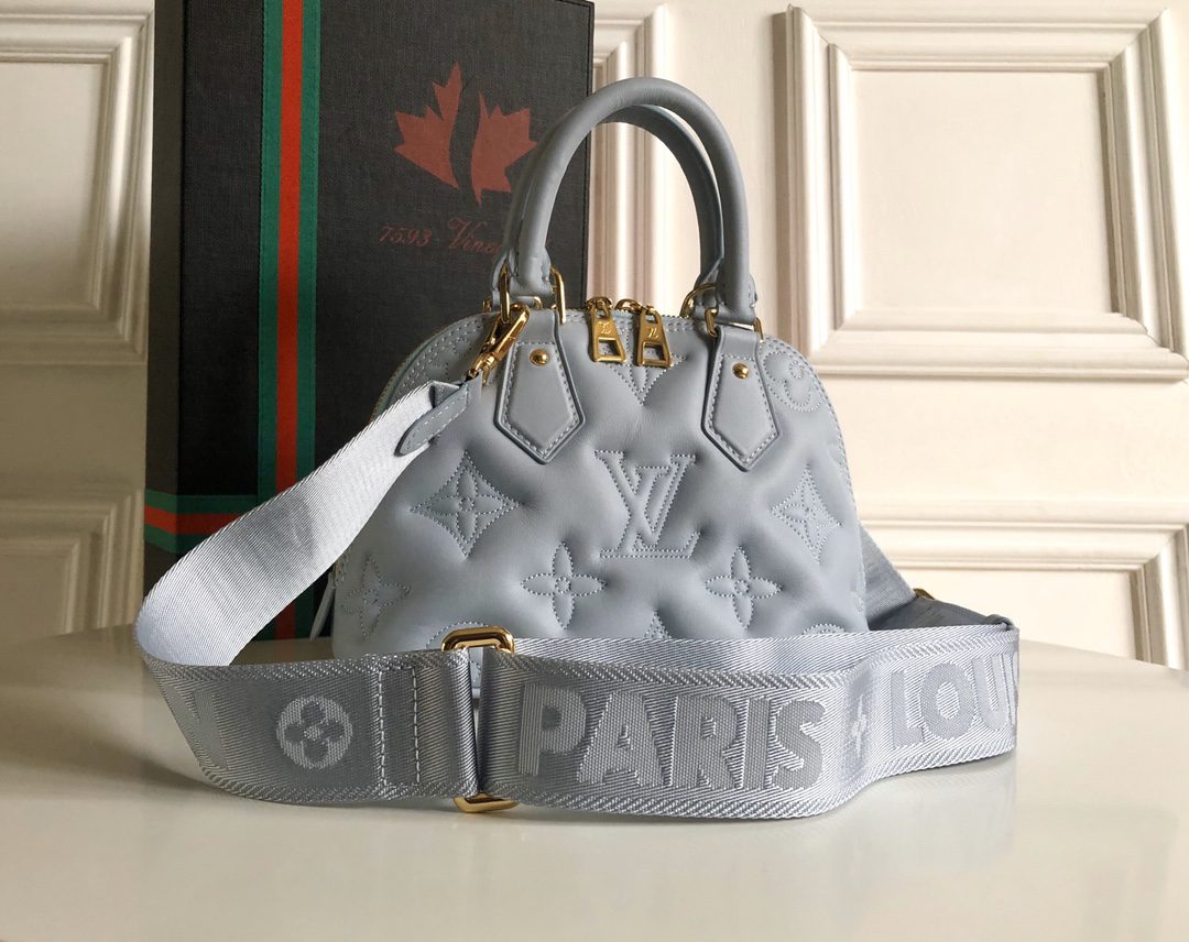 Louis Vuitton Alma BB Handbag Quilted and Embroidered Smooth Calf Leather Blue M59822