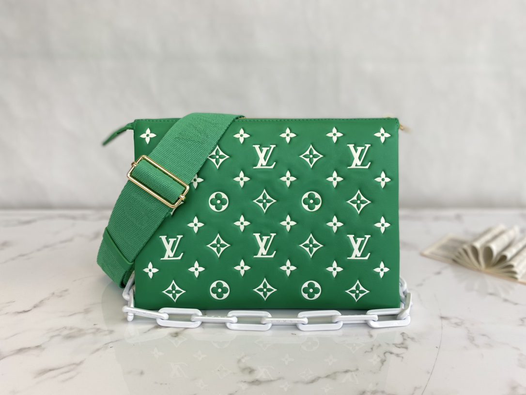 Louis Vuitton COUSSIN PM Handbag Monogram-embossed puffy lambskin Green M20760 - image 1