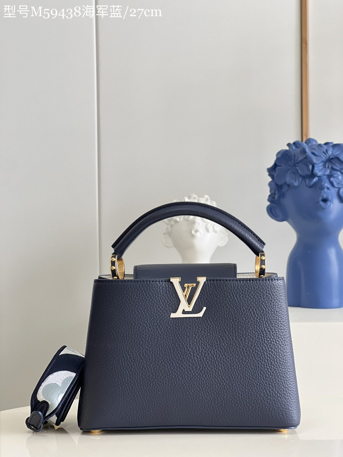Louis Vuitton Capucines BB Handbag Taurillon Leather Blue M59438
