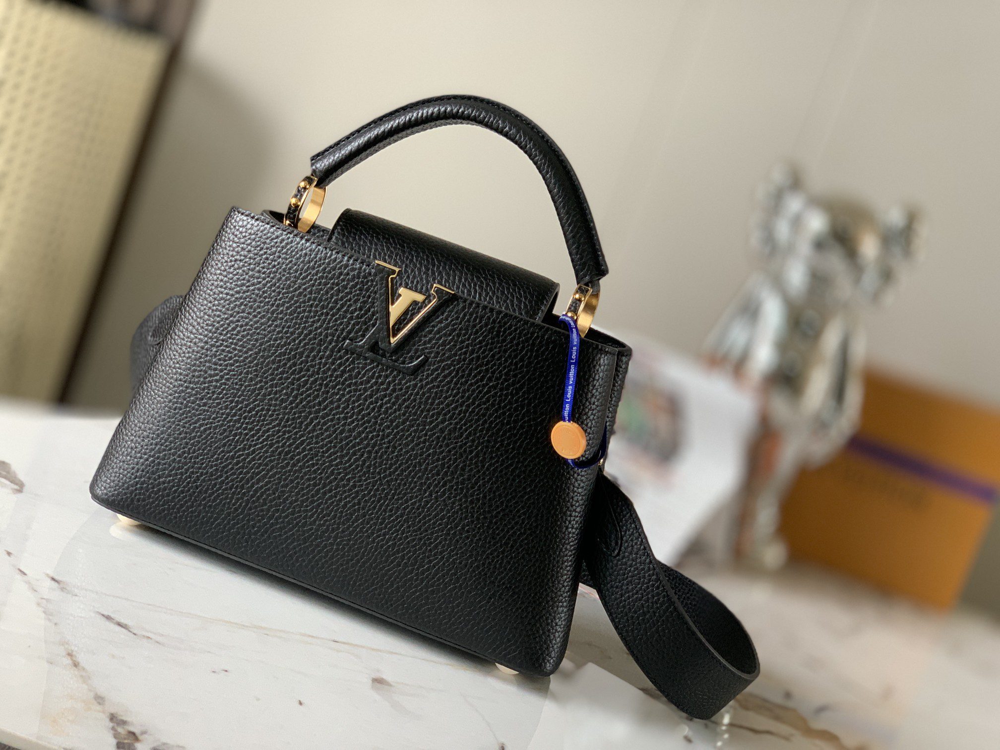 Louis Vuitton Capucines BB Handbag Taurillon Leather Black