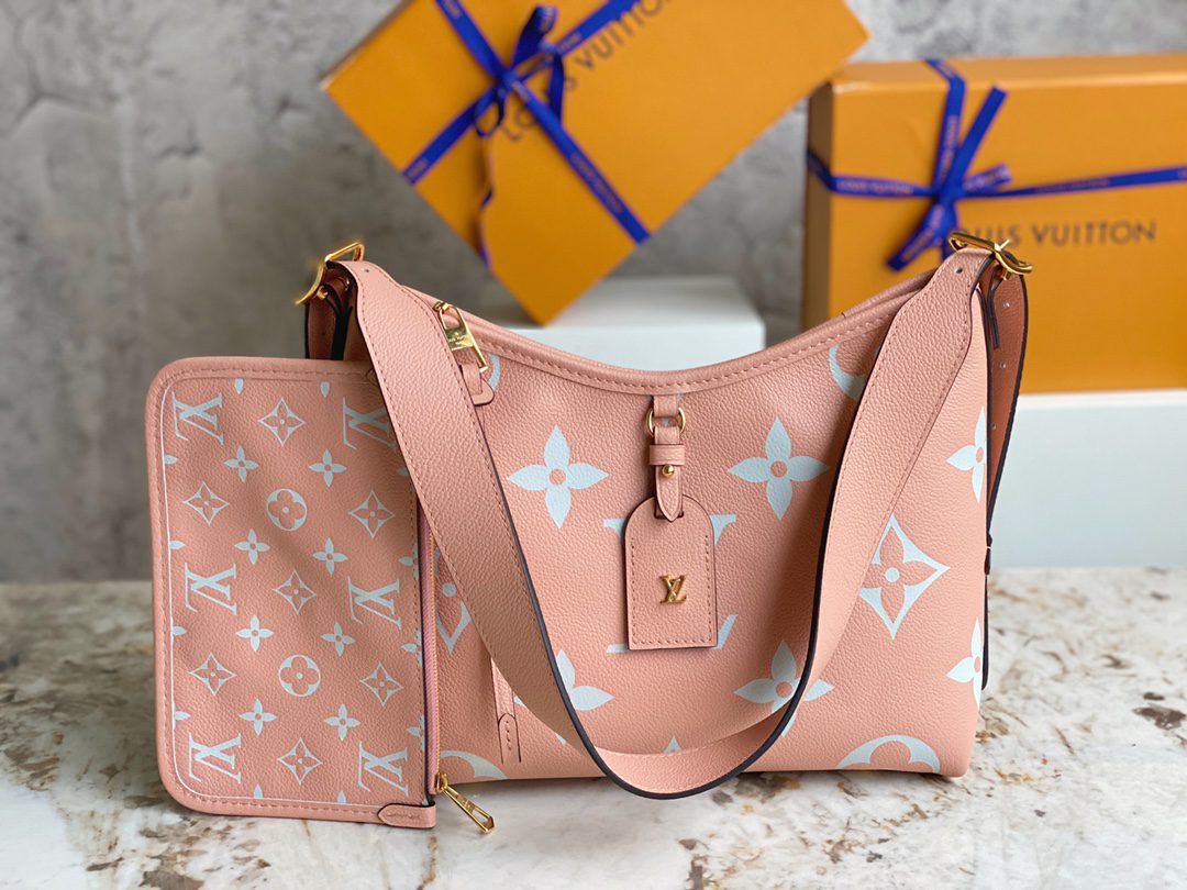 Louis Vuitton CarryAll PM Bag Embossed Supple Grained Cowhide Leather Pink M46298