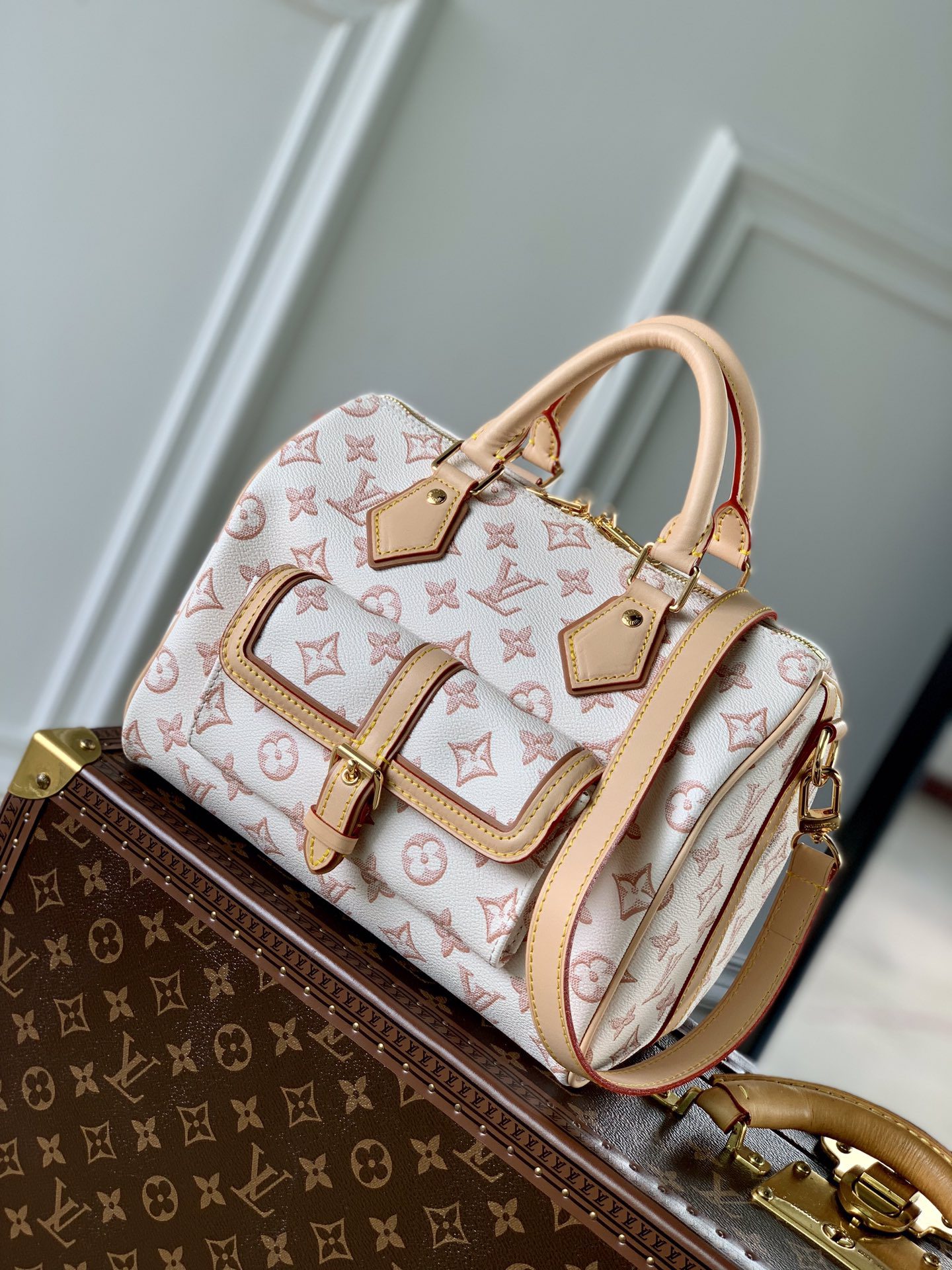 Louis Vuitton M20919Speedy Bandouliere 25 Bag White Monogram Coated Canvas