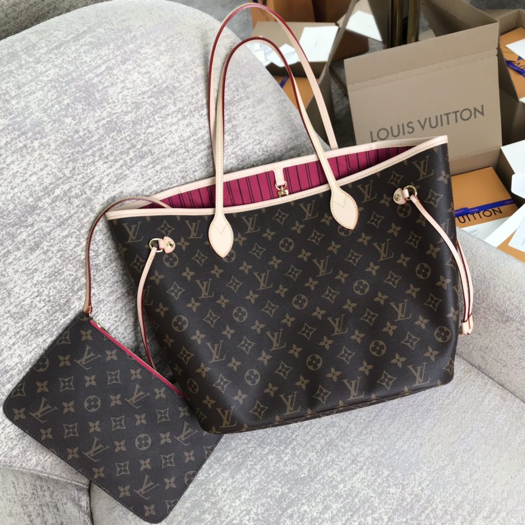 Louis Vuitton M41178 Neverfull MM Monogram Coated Canvas Peony - image 1