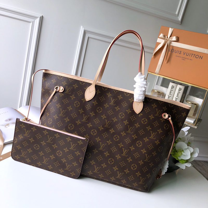 Louis Vuitton M41180 Neverfull GM Monogram Coated Canvas Peony