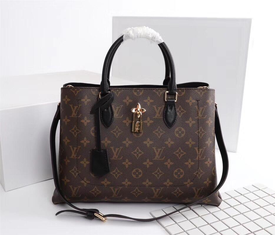 Louis Vuitton M43550 Flower Tote Monogram Coated Canvas Black
