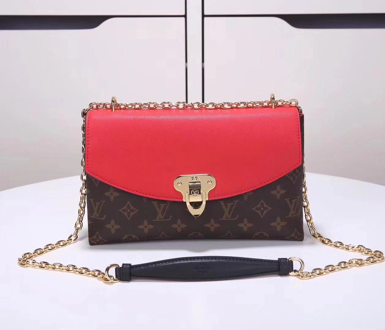 Louis Vuitton M43713 Saint Placide Chain Bag Monogram Coated Canvas and Cowhide Leather