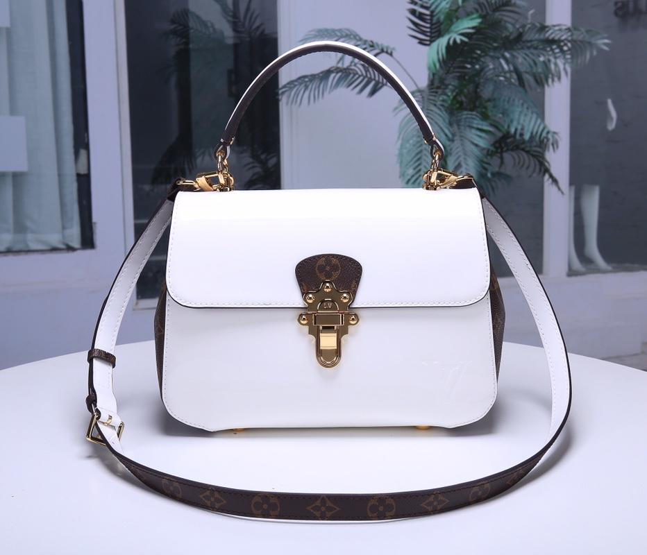 Louis Vuitton M53352 Cherrywood Handbag and Removable Strap Monogram Canvas Blanc