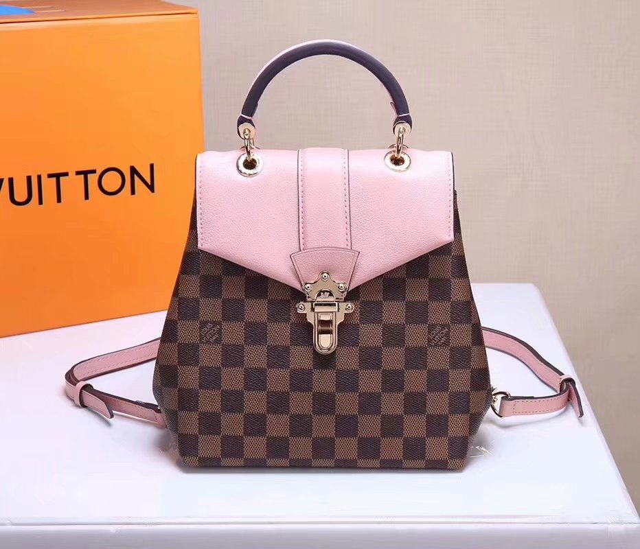 Louis Vuitton N42262 Clapton Women Backpack Damier Ebene Canvas and Cowhide Leather Magnolia Online Shop