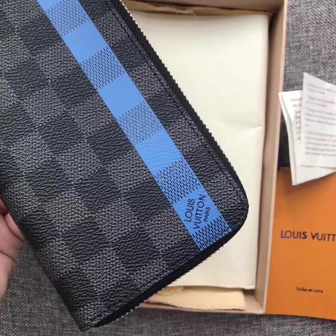 Louis Vuitton N60078 Zippy Men Vertical Wallet Damier Graphite Stripe - image 1
